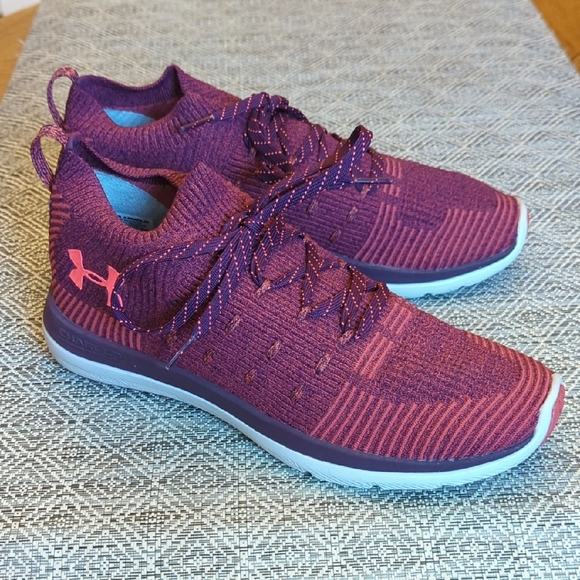 Under Armour Shoes - Under Armour Slingflex Rise Women's Merlot Rustic Red Knit Sneakers